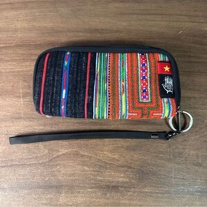 Ethnotek Indian Textile Accordion Travel Clutch Wallet Organizing RFID